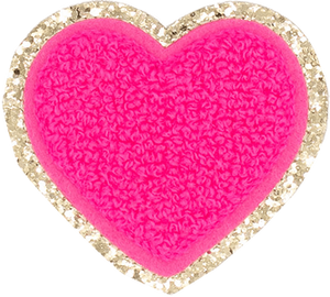 Neon Pink with Gold Border Large Heart