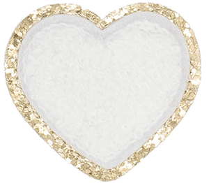 White with Gold Border Large Heart