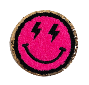 Small Smiley - Neon Pink & Gold