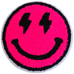 Large Smiley - Neon Pink & White