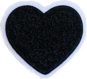 Black With White Border Large Heart