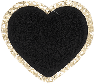 Black with Gold Border Large Heart